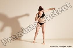 Underwear Martial art Woman White Moving poses Average long brown Dynamic poses Academic